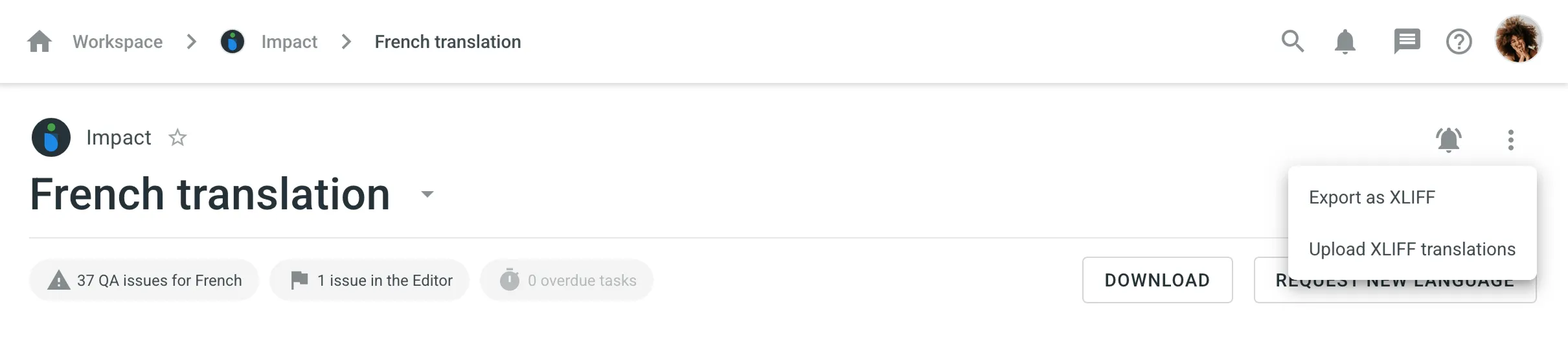 Export All Project Files as XLIFF
